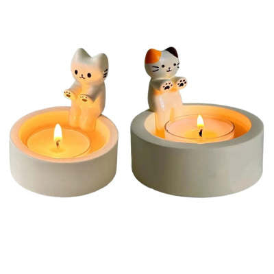 Cat Candlestick Holder Cute Kitten Candle Holder Creative Aromatherapy Candle Holder Home Desktop Decorative Ornaments